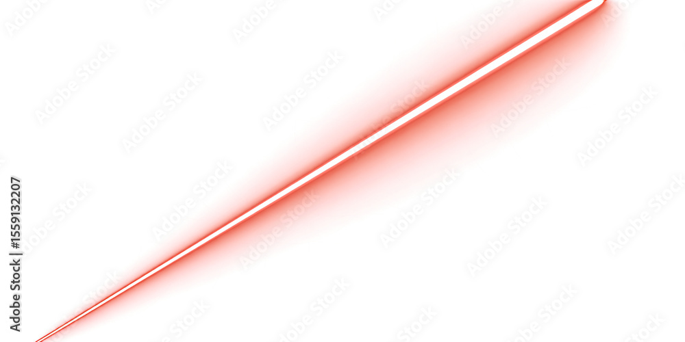 Aufkleber neon red line of light on transparent background. futuristic. design element. diagonal. laser. glow.