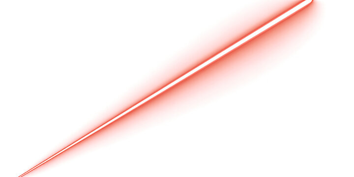 neon red line of light on transparent background. futuristic. design element. diagonal. laser. glow.