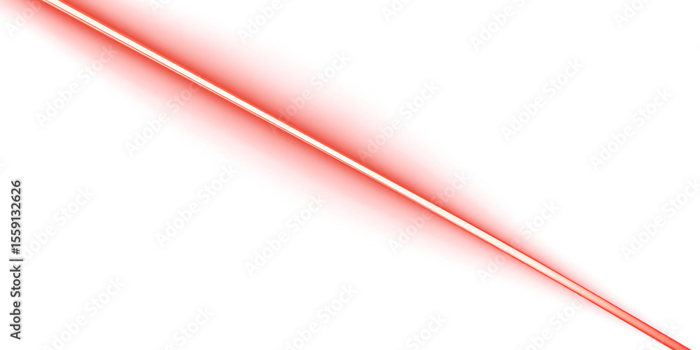 Aufkleber neon red line of light on transparent background. futuristic. design element. diagonal. laser. glow.