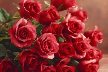 Obraz premium Beautiful Red Roses Bouquet Close-up