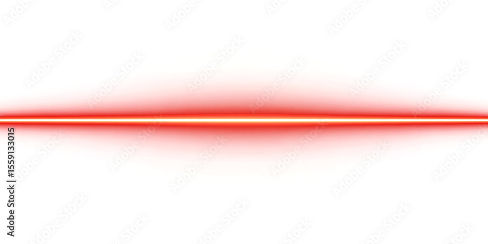 Poster neon red line of light on transparent background. futuristic. design element. laser. glow.