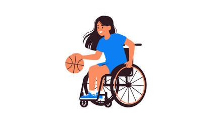 A young woman in a wheelchair plays basketball, showcasing adaptive sports.