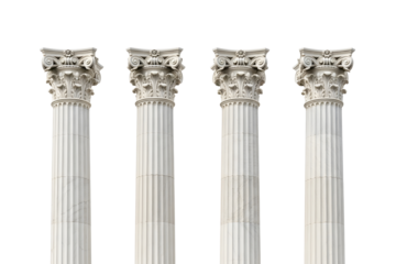 Ancient Greek or Roman classical architecture column isolated, a marble pillar in Doric, Ionic, or Corinthian style