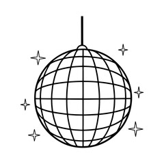 A white background highlights the round globe, a symbol of our connected world silhouette line art icon vector on white background