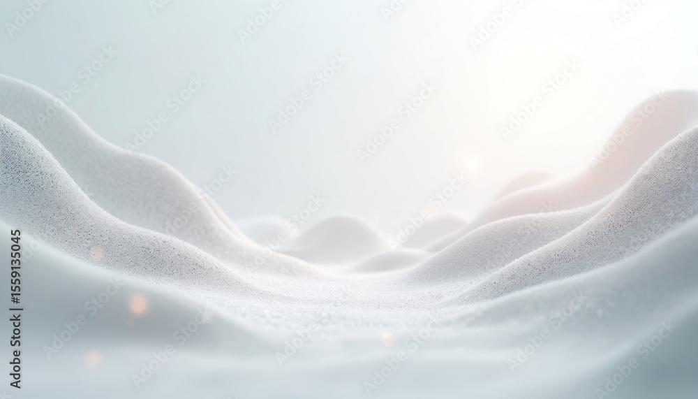 Aufkleber Abstract white technology background. Digital render of flowing landscape. Cybernetic concept of network structure. Modern 3d illustration with futuristic digital design. Abstract tech background.