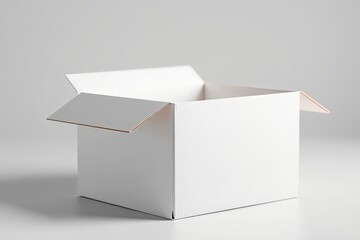 Open White Cardboard Box Packaging Shipping Container Empty Package