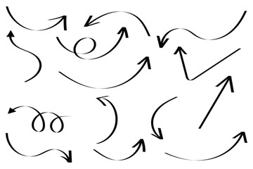 Hand drawn arrow collection. Black doodle arrow. eps 10