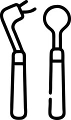 dental tools vector silhouette icon on white or transparent background. Dentistry icon Vector graphics collection for your design. 