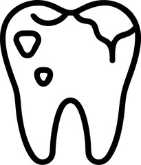 caries vector silhouette icon on white or transparent background. Dentistry icon Vector graphics collection for your design. 