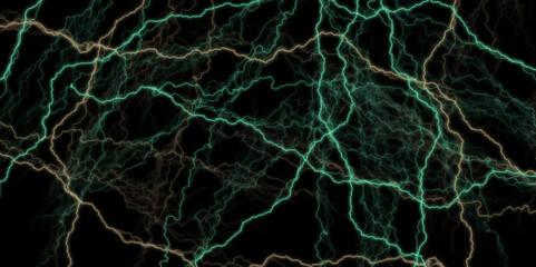 Black, green Marble Texture Template Background. Abstract Watercolor Vector green and black cracked. Lightning Effect Overlay, Isolated Electric Thunderstorm Bolt Strikes on Dark Night Sky Background