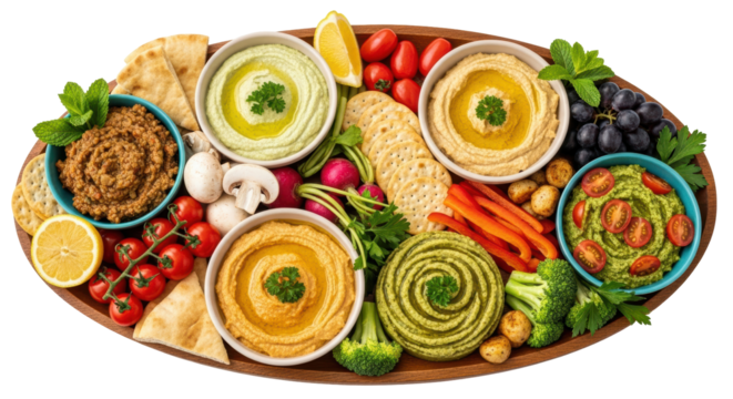 Isolated Appetizers on Wooden Tray