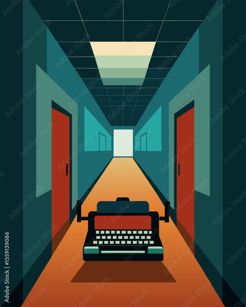 Poster the sound of a typewriter echoed through the empty corridors signaling the diligent work being compl