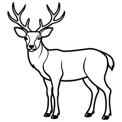 Elegant Wapiti and Vole Line Art Design