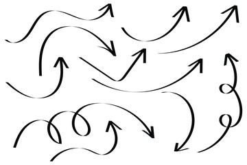 Hand drawn arrow collection. Black doodle arrow. eps 10