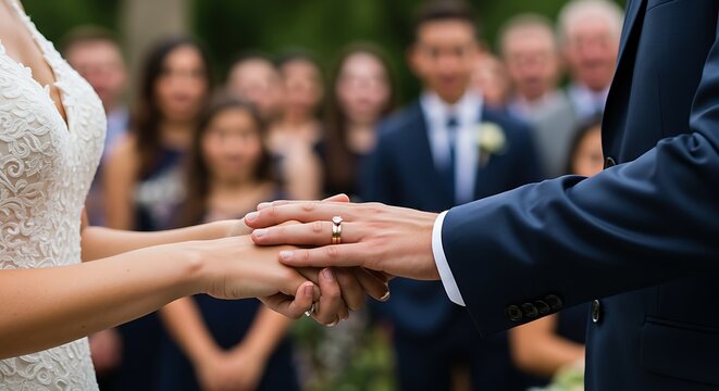 Bride and Groom Hold Hands at Wedding Ceremony
