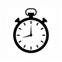 Black and White Isolated Stopwatch Icon Indicating Time Measurement