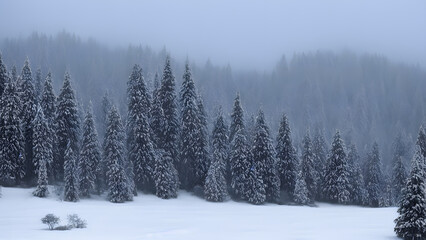 Fototapeta premium Snowy Pine Forest