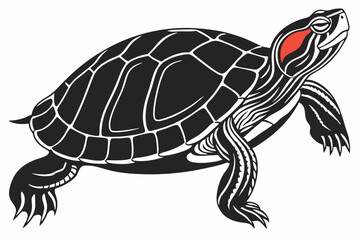red eared slider sihouette black vector
