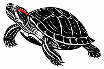 Fototapeta premium red eared slider sihouette black vector