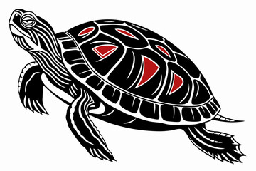Fototapeta premium red eared slider sihouette black vector