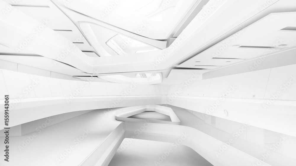 Poster modern building structure in abstract form for background work and use various graphics, 3d renderin