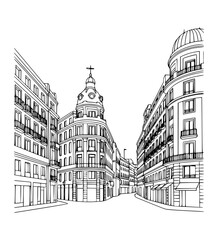 Obraz premium Line Art of Calle Serrano, Madrid