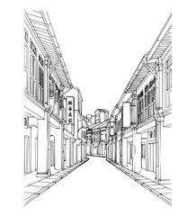 Line Art of Chulia Street, Penang