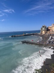 Bogliasco, Italy — charming coastal village with colorful houses, peaceful beaches, Mediterranean Sea views, lush hills, and authentic Italian Riviera charm.