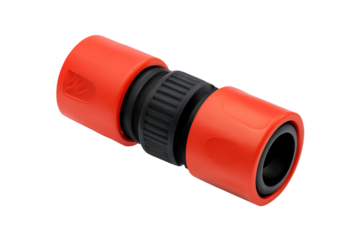 High-resolution image of a soaker hose connector, designed to join or repair sections of porous soaker hoses used in garden irrigation. The connector is displayed isolated on a white or transparent ba