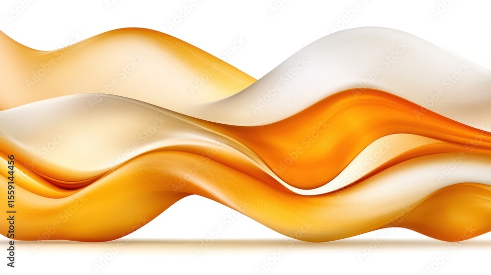 Poster abstract golden waves: fluid forms in motion, elegant design on white background