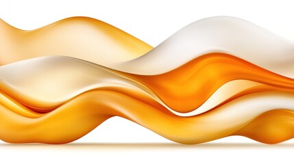 Abstract Golden Waves: Fluid Forms in Motion, Elegant Design on White Background