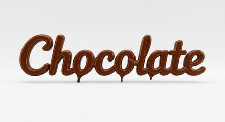 Decadent chocolate lettering with dripping texture against a clean white backdrop