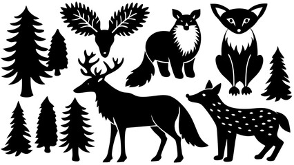Vector Silhouette Animal Sets.