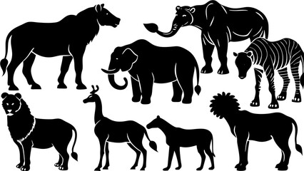 Vector Silhouette Animal Sets.