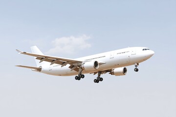 Obraz premium White Airplane Soaring Above the Sky