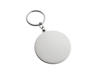  round white keychain isolated on white background PNG ,AI GENERATED