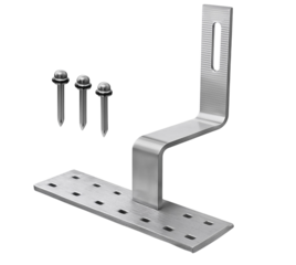 High-resolution image of a solar mounting bracket, designed for securely fixing solar panels on rooftops or ground mounts. The bracket is displayed isolated on a white or transparent background, showc