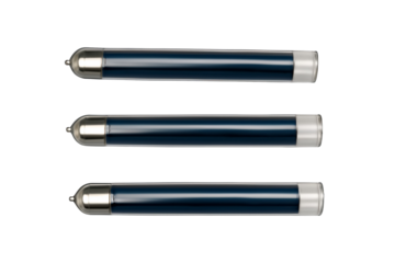 High-resolution, isolated image of a solar water heater tube, commonly used in solar thermal energy systems. The tube is designed to absorb sunlight and convert it into heat for water heating purposes