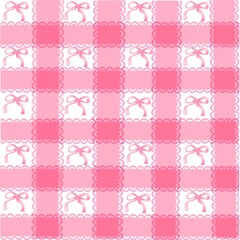 Pink square pattern decorated with a bow