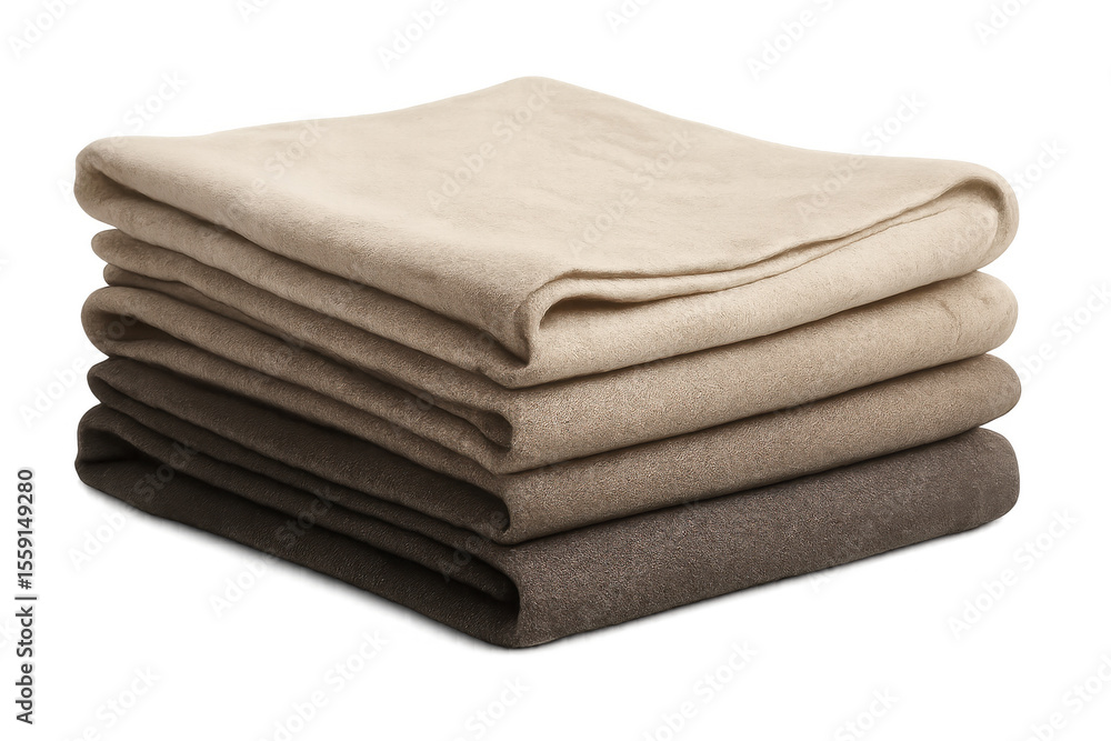 Poster warm, soft blankets neatly folded creating a cozy and comfortable atmosphere, perfect for adding a t