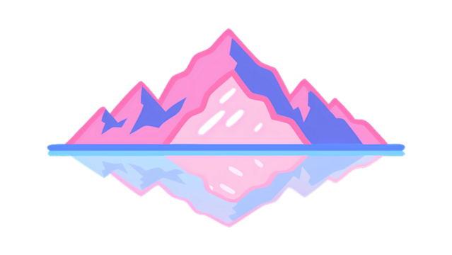 Vaporwave mountain range with reflection aesthetic pink and blue landscape digital art background image