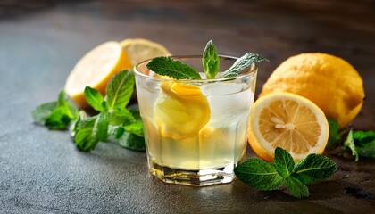 Fototapeta premium cocktail with lemon and mint