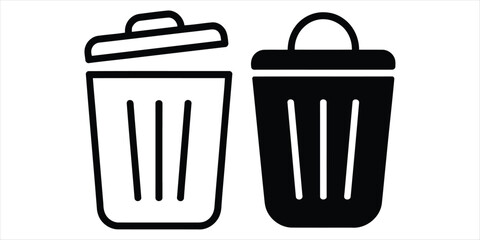 trash icon set vector silhouette on white backgorund.