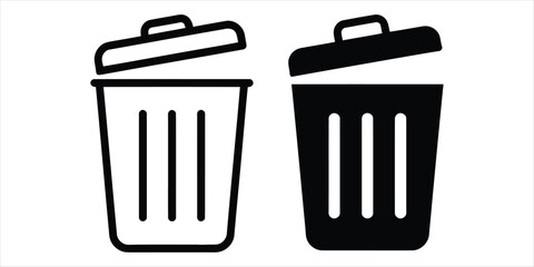 trash icon set vector silhouette on white backgorund.
