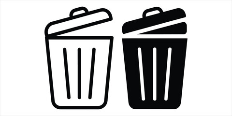 trash icon set vector silhouette on white backgorund.