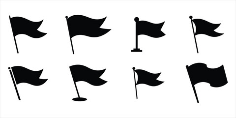 flag icon set vector silhouette on white background.