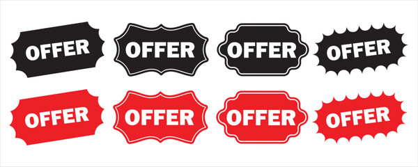 offer icon set vector silhouette on white background.