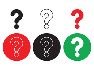 question mark icon set vector silhouette on white background.