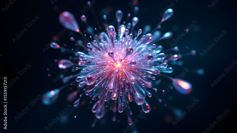 Poster fluid crystal formations. layered complexity & subtle refraction create an otherworldly glow, hintin
