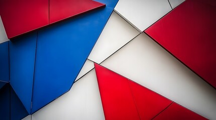 Abstract Geometric Red Blue White Wall Panel Design